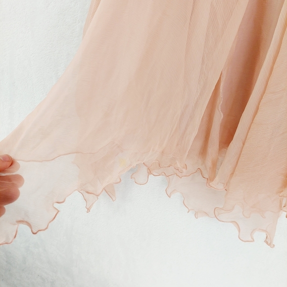 Forever 21 Feminine Peach Silk-Blend Midi Ruffle Dress P337 - Picture 3 of 7